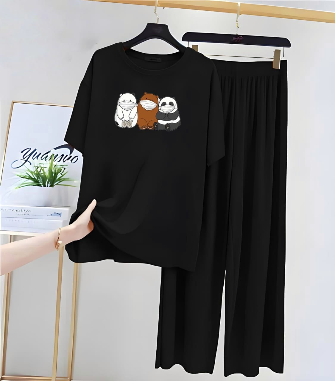 White T-Shirt Printed Night Suit