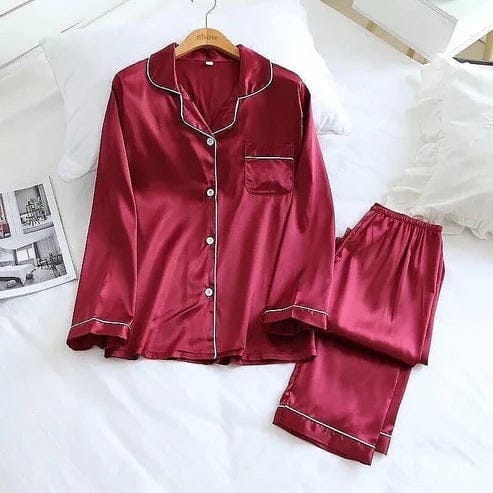 Mehroon silk woman night suit