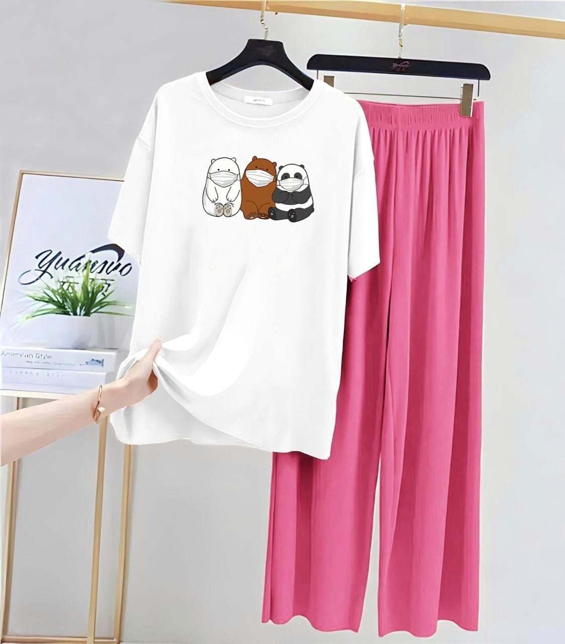 White T-Shirt Printed Night Suit
