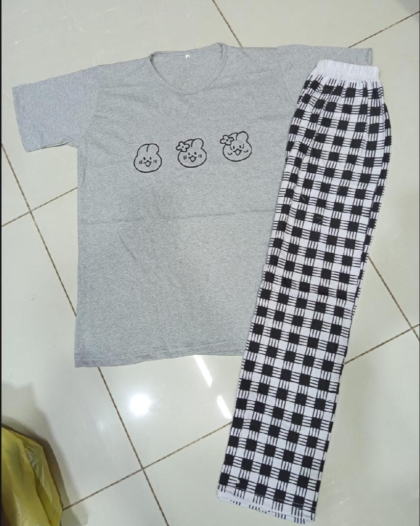 Gray printed Woman Night Suit