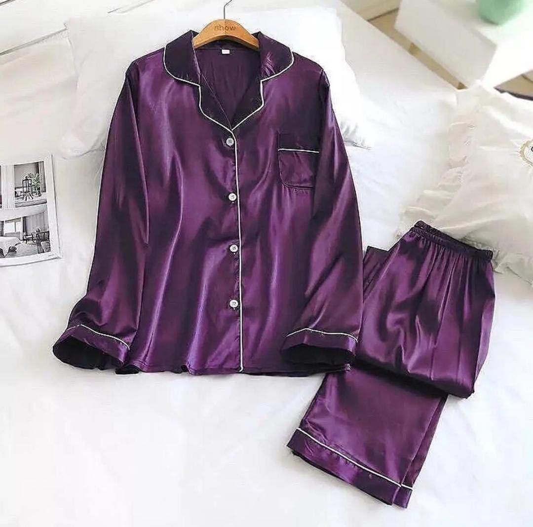 Purple silk woman night suit