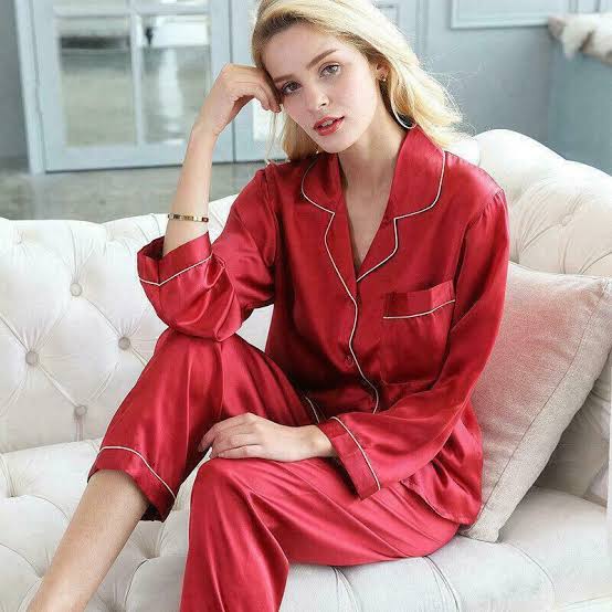 Mehroon silk woman night suit