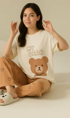 Handsome Bear Printed Night Suit