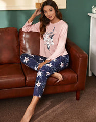 Pink Printed Night Suit