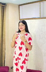 Pink Dilber Printed Night Suit