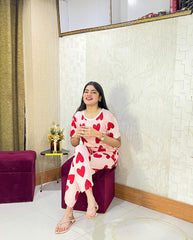 Pink Dilber Printed Night Suit