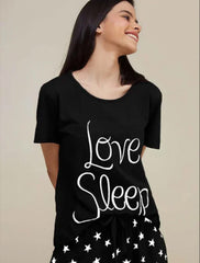 Black Love Sleep Printed Night Suit