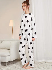 Black & White Doted Printed Night Suit