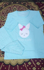 Blue Stay Cute Printed Night Suit