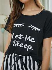 Black let Me Sleep  Printed Night suite