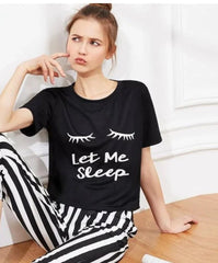 Black let Me Sleep  Printed Night suite