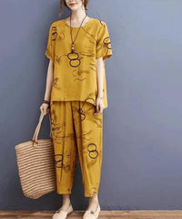 Yellow Ring Printed Capri Night suit💛