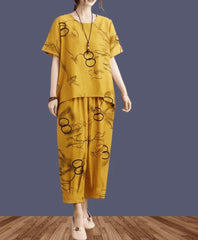Yellow Ring Printed Capri Night suit💛