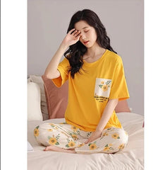 Mustard Pocket Printed Night Suit