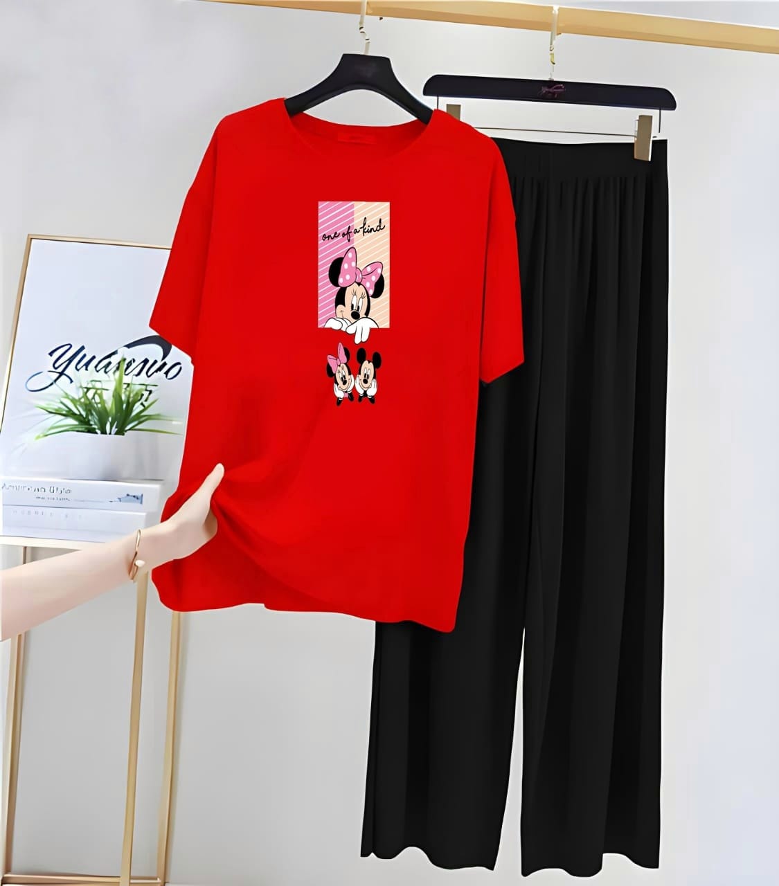 Black Teddy Printed Night Suit