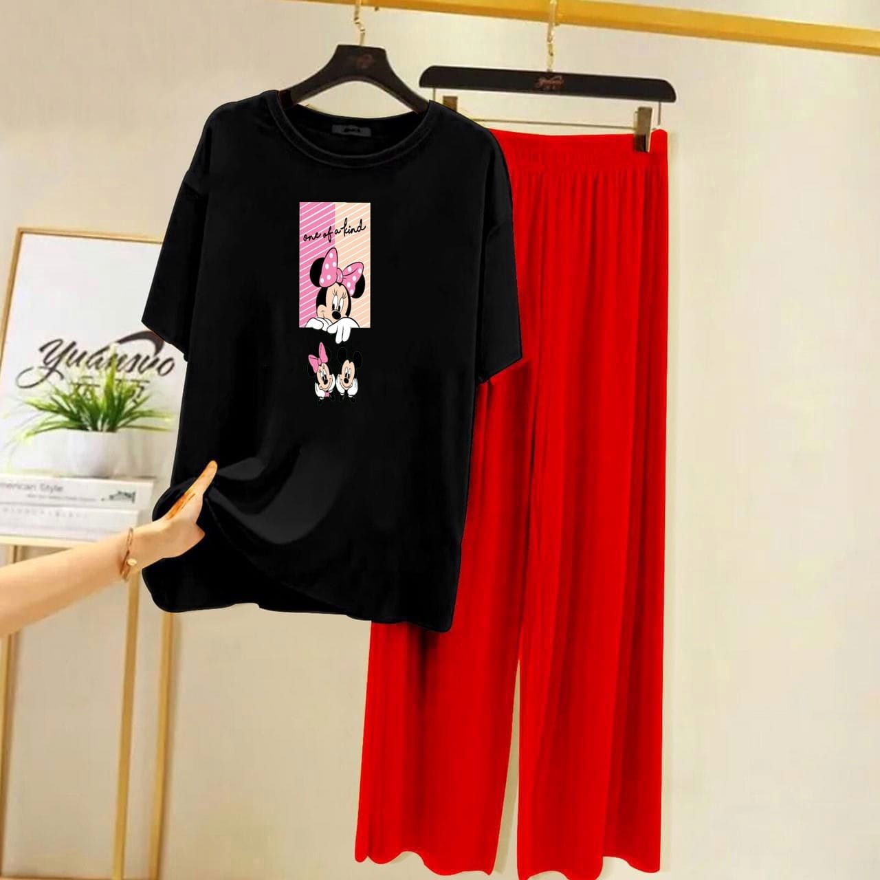 Black Teddy Printed Night Suit