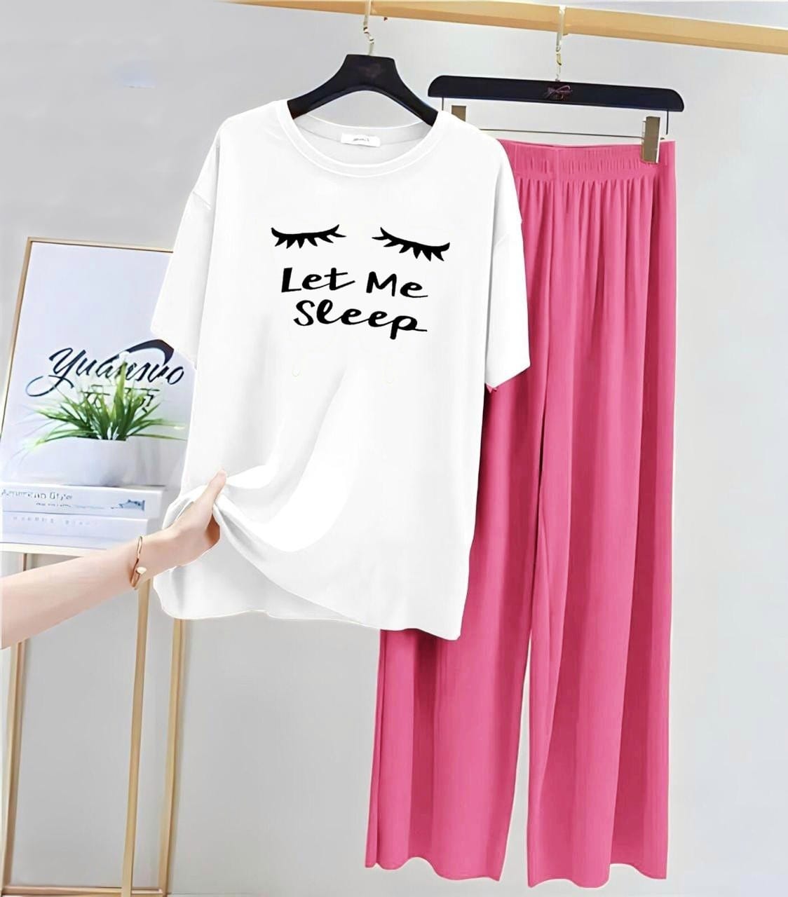 Black Let Me sleep Printed Night Suit
