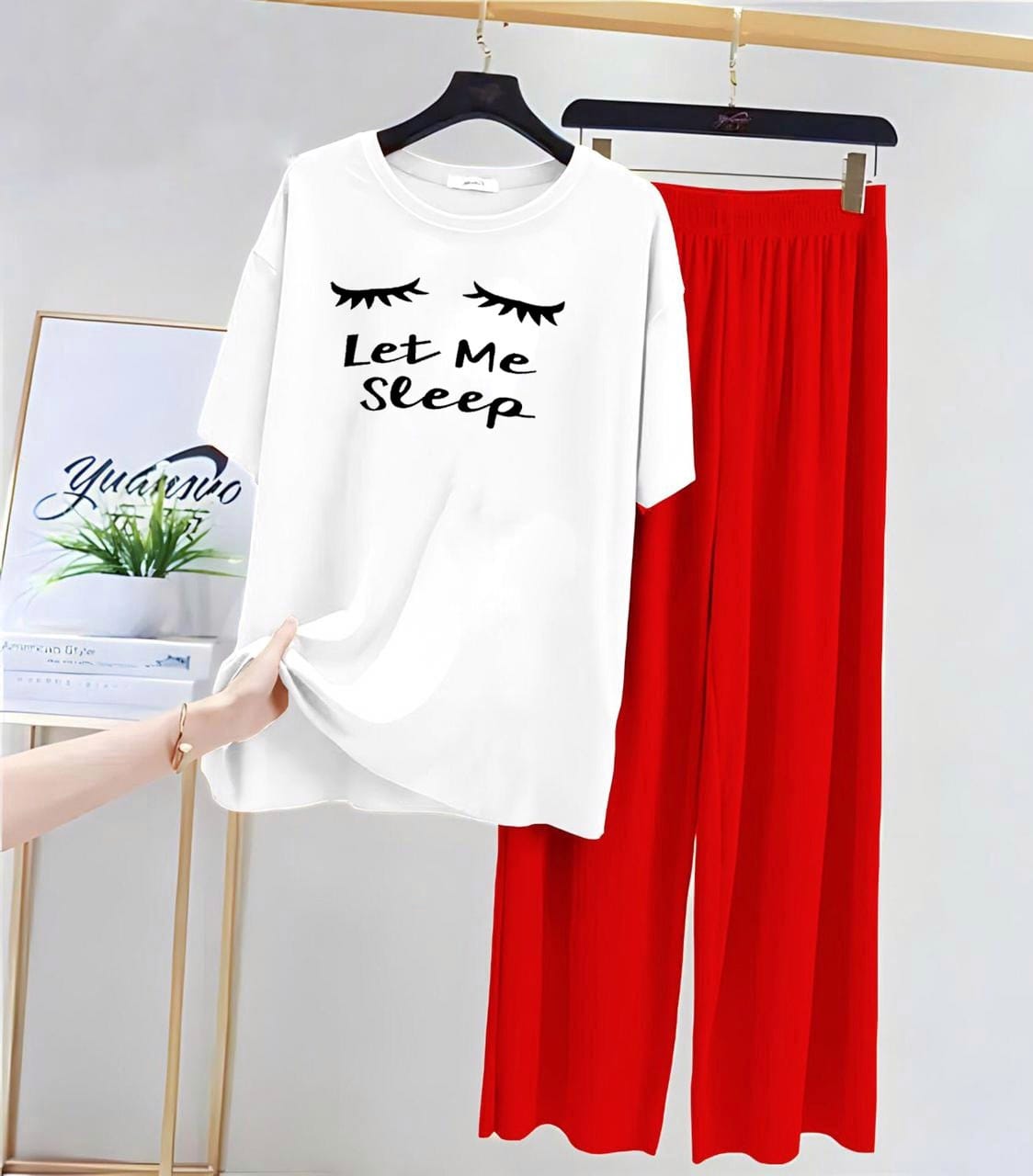 Black Let Me sleep Printed Night Suit