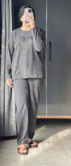 Black Heart Printed Night Suit