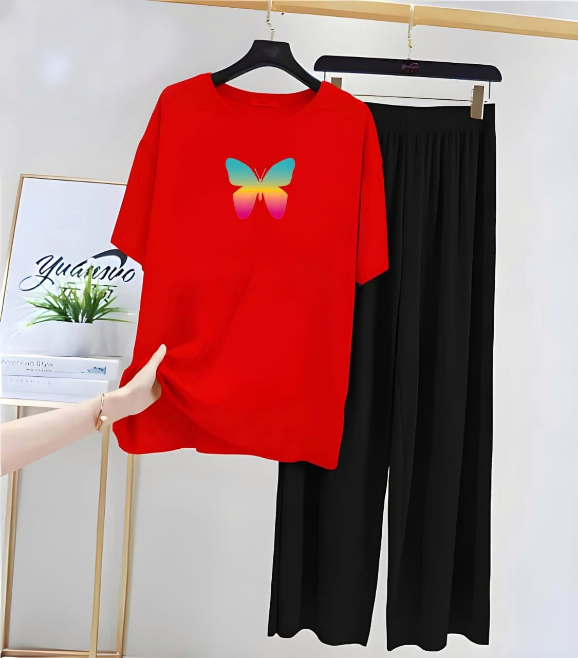 Red butter fly and pajama Woman Night Suit