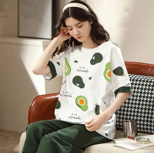 Avocada Printed night suit