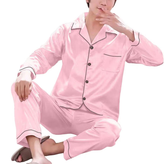 Baby pink silk night suit