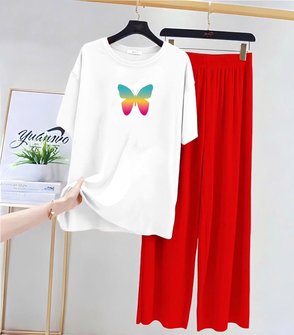 Red butter fly and pajama Woman Night Suit